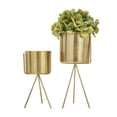 thumbnail image 1 of CosmoLiving by Cosmopolitan 12", 9"H Small Gold Metal Planter with Removable Stand (2 Count), 1 of 8
