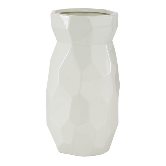 CosmoLiving by Cosmopolitan 12" Geometric White Ceramic Vase