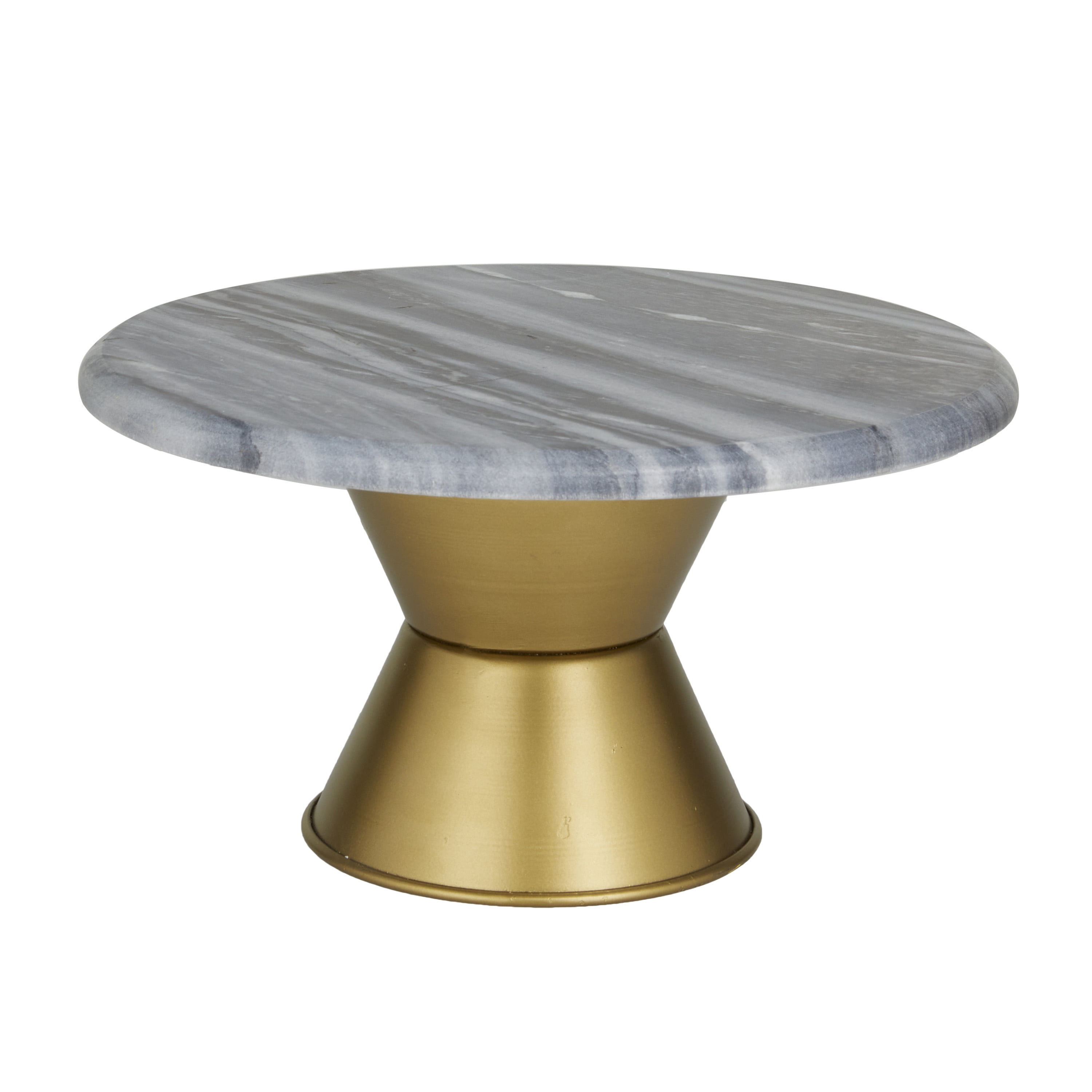 CosmoLiving by Cosmopolitan 12" x 6" Gray Ceramic Cake Stand with Gold Base, 1-Piece