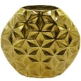 thumbnail image 1 of CosmoLiving by Cosmopolitan 13" Geometric Faceted Gold Aluminum Metal Vase, 1 of 7