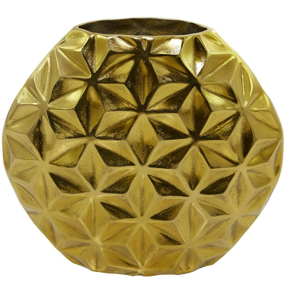 CosmoLiving by Cosmopolitan 13" Geometric Faceted Gold Aluminum Metal Vase