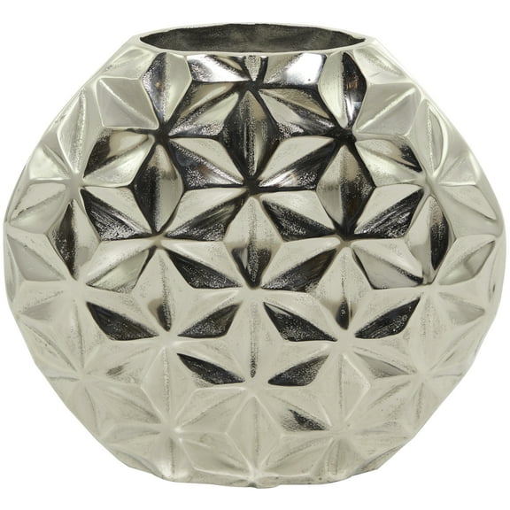 CosmoLiving by Cosmopolitan 13" Geometric Faceted Silver Aluminum Vase