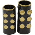 thumbnail image 1 of CosmoLiving by Cosmopolitan 13"W, 11"H Black Ceramic Vase with Gold Circle Accents, Set of 2, 1 of 9