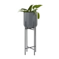 thumbnail image 1 of CosmoLiving by Cosmopolitan 13" x 36" Deep Recessed Dome Dark Gray Metal Planter with Removable Stand, 1 of 9