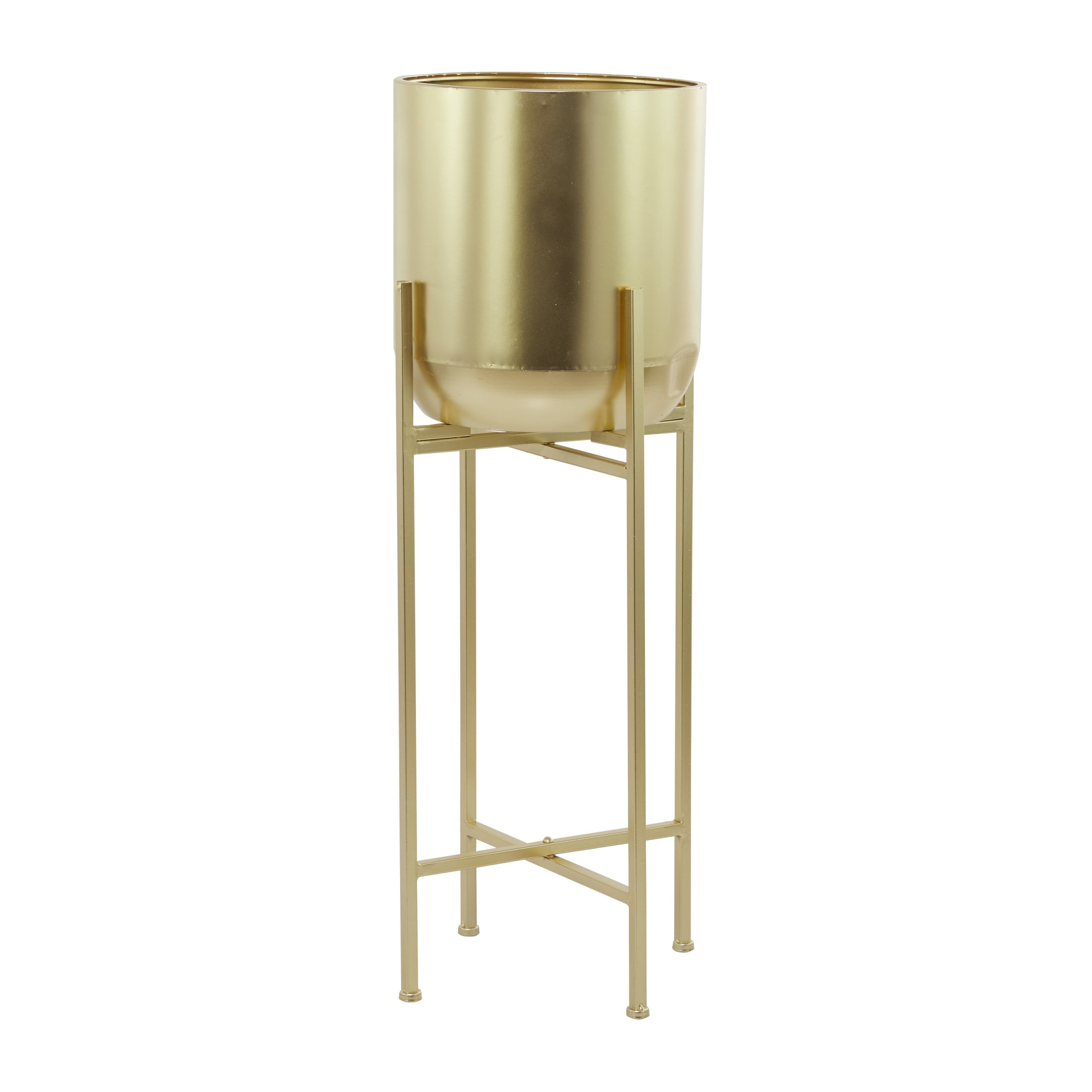 CosmoLiving by Cosmopolitan 13" x 36" Matte Dome Gold Metal Planter with Removable Stand