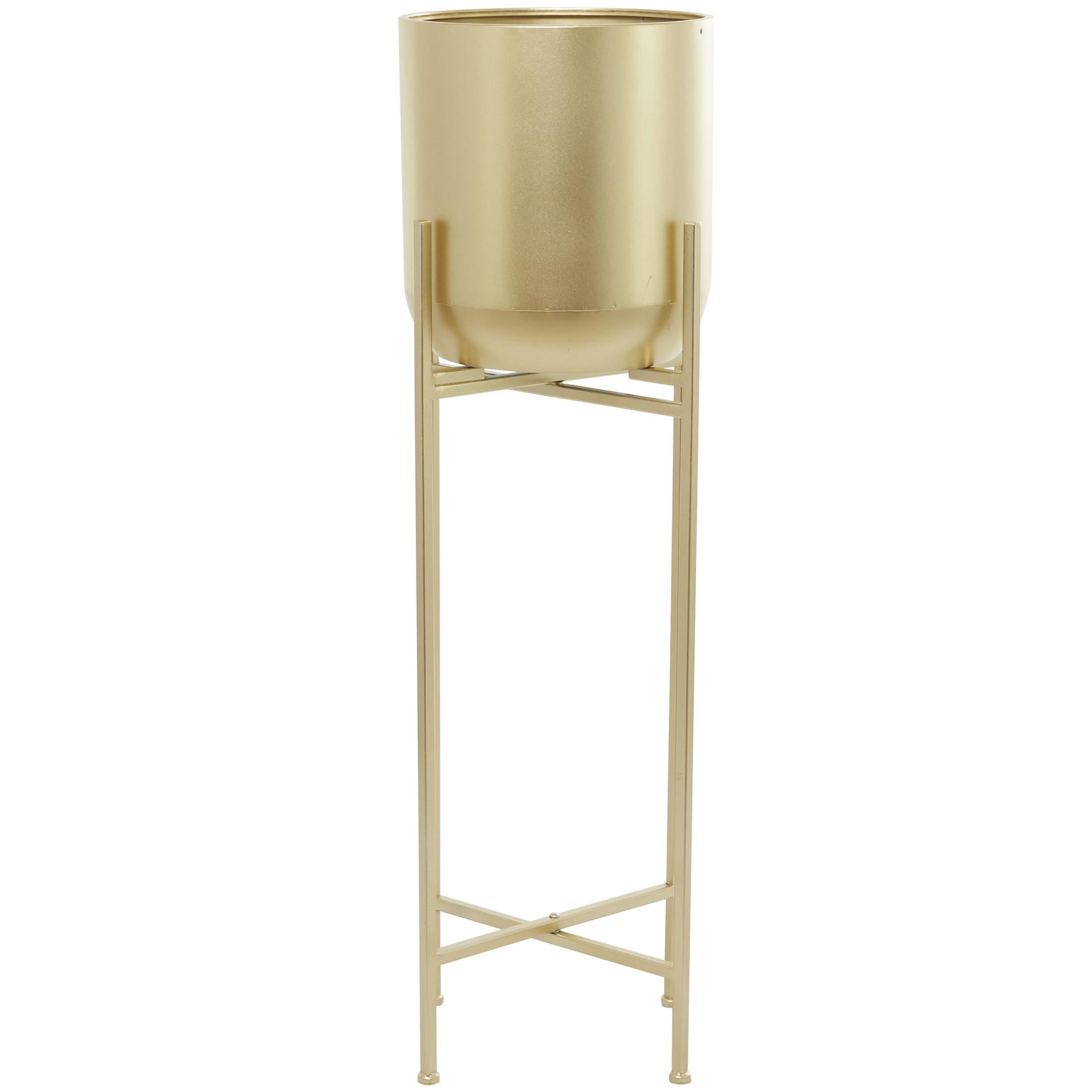CosmoLiving by Cosmopolitan 13" x 41" Matte Dome Gold Metal Planter with Removable Stand