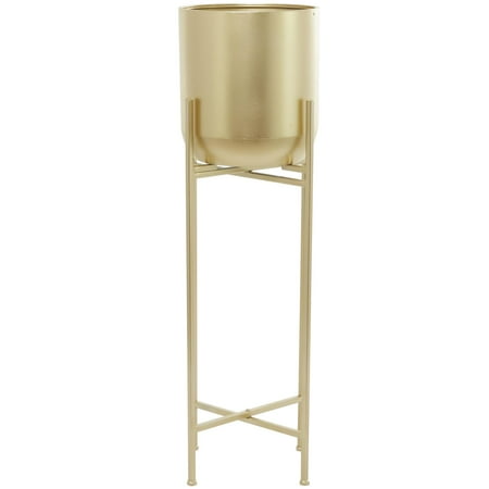 CosmoLiving by Cosmopolitan 13" x 41" Matte Dome Gold Metal Planter with Removable Stand