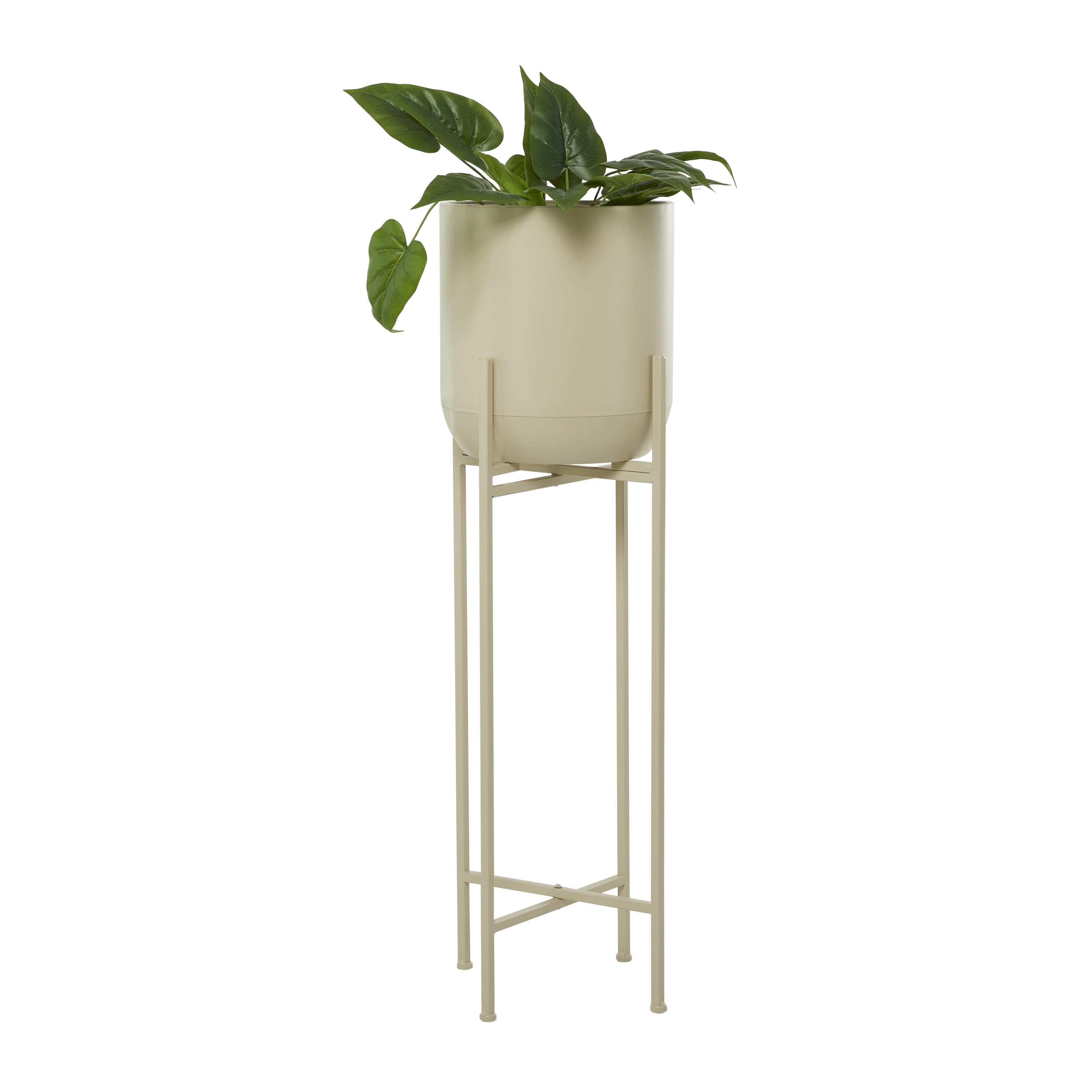 CosmoLiving by Cosmopolitan 13" x 42" Deep Recessed Dome Beige Metal Planter with Removable Stand