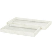 CosmoLiving by Cosmopolitan 14",11"W White Marble Slim Tray, 2-Pieces