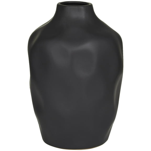 CosmoLiving by Cosmopolitan 14" Abstract Faceted Black Ceramic Vase