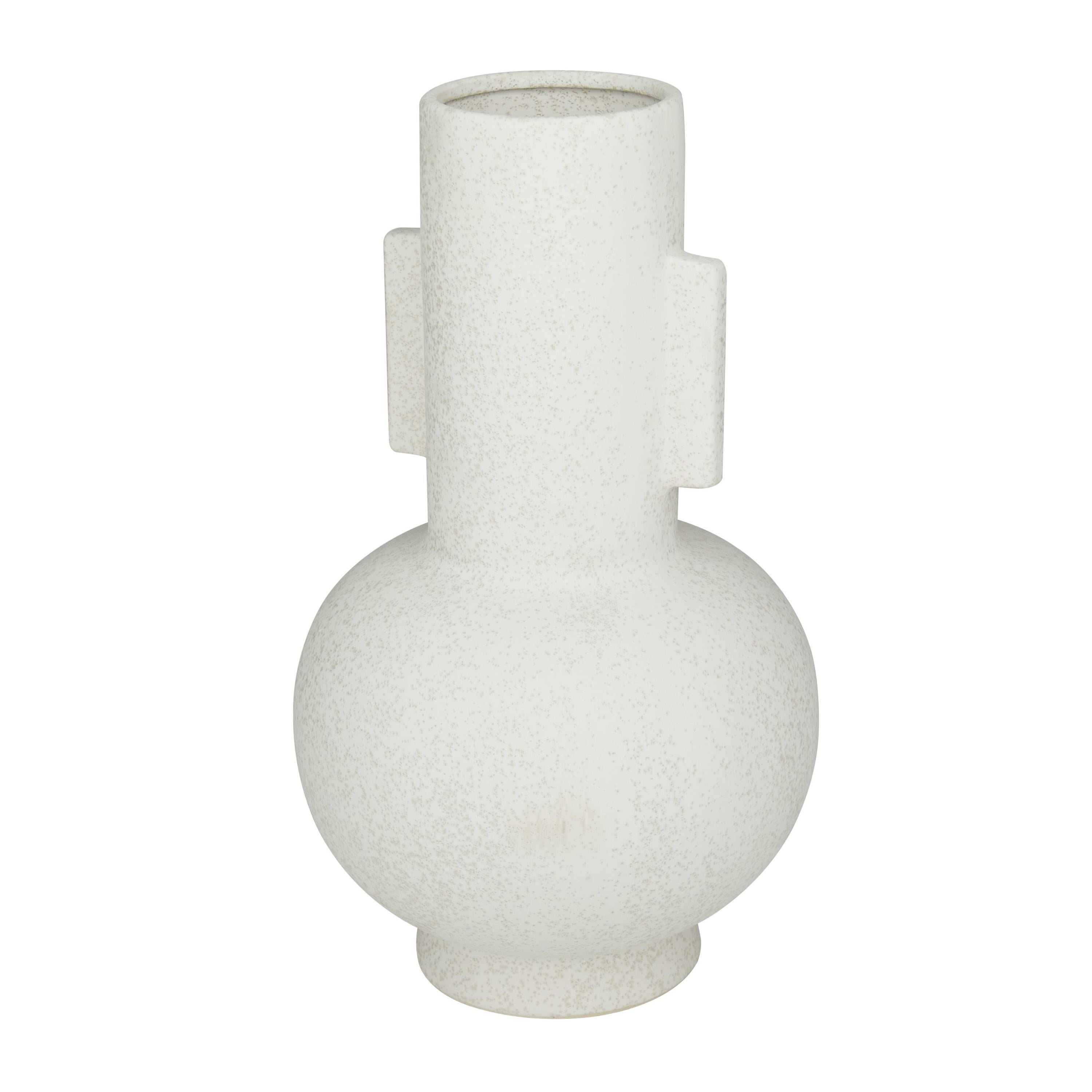 White Geometric Ceramic Table Bud Vase, 15"