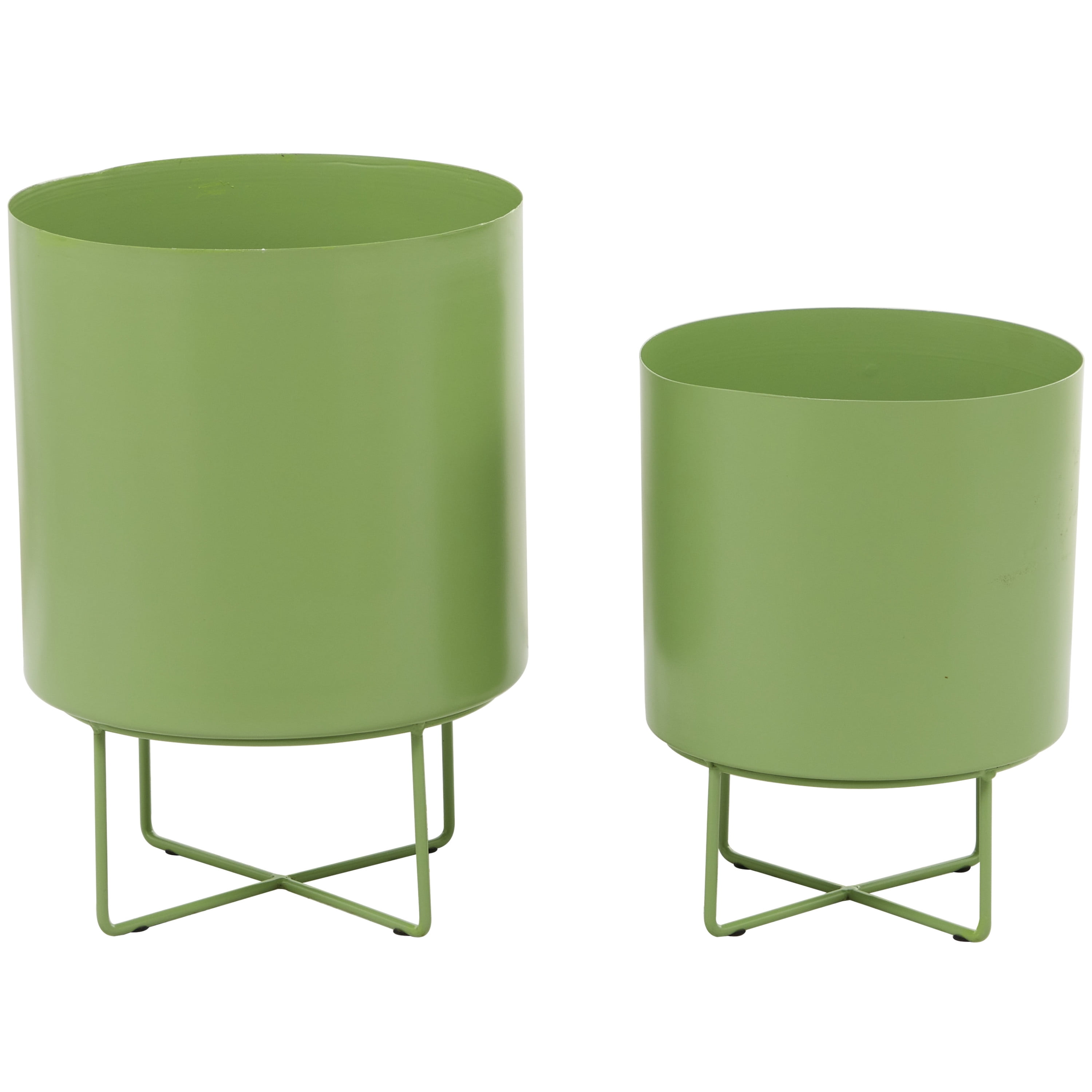 CosmoLiving by Cosmopolitan 16", 13"H Green Metal Planter (2 Count)