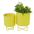 thumbnail image 1 of CosmoLiving by Cosmopolitan 16", 13"H Yellow Metal Planter (2 Count), 1 of 8