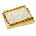 thumbnail image 1 of CosmoLiving by Cosmopolitan 16", 14"W Gold Plastic Mirrored Geometric Tray, 2-Pieces, 1 of 12