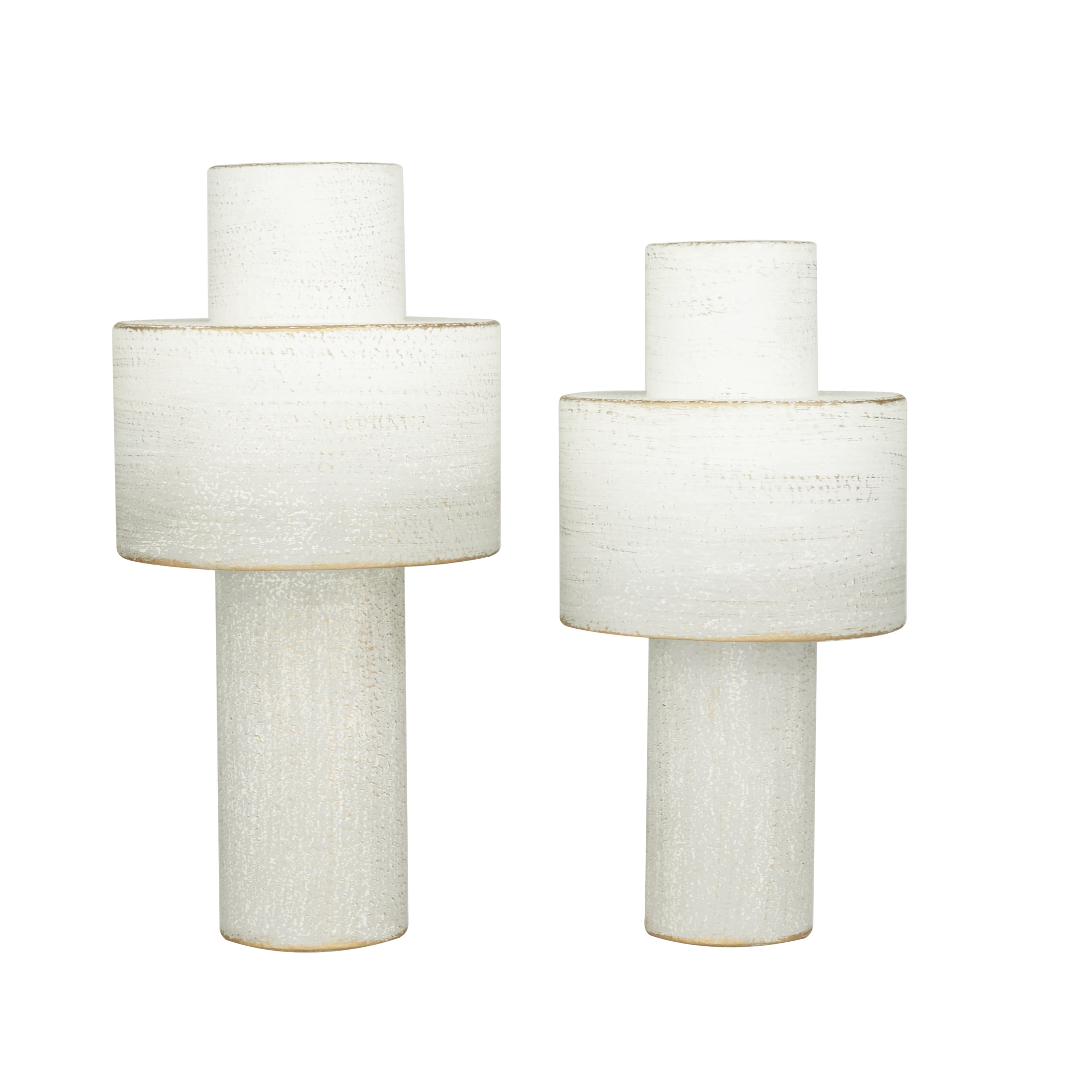 CosmoLiving by Cosmopolitan 16", 15"H White Metal Vase, Set of 2
