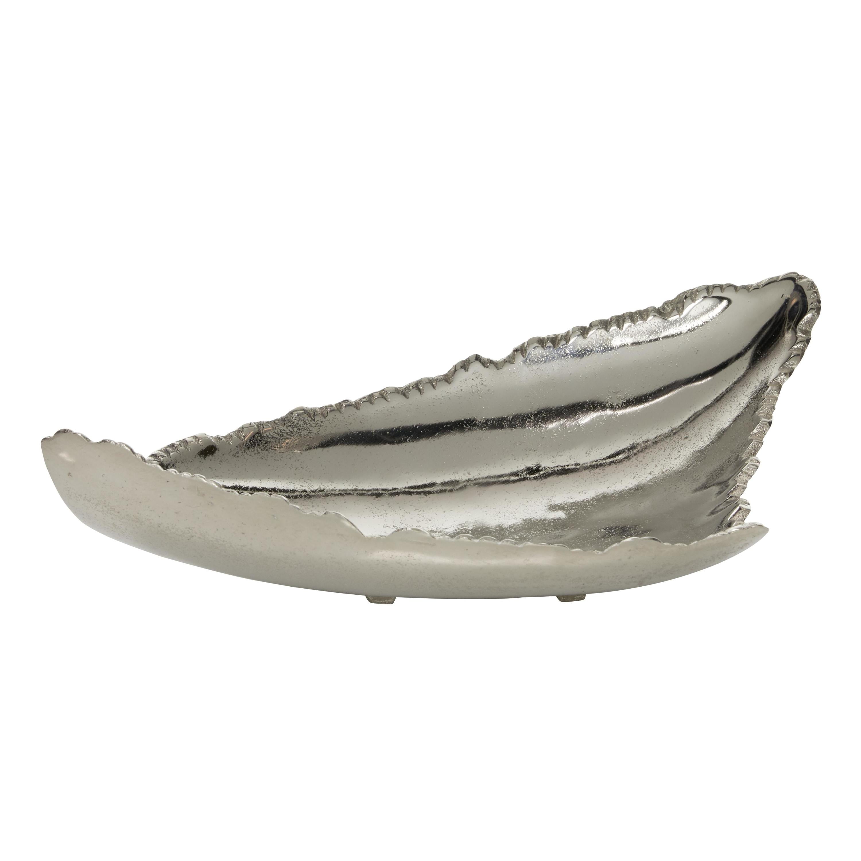 CosmoLiving 16" Silver Aluminum Live Edge Decorative Tray