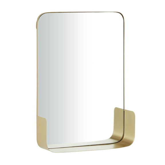 CosmoLiving by Cosmopolitan 16" x 22" Gold Small Curved Rectangular 1 Shelf Wall Mirror