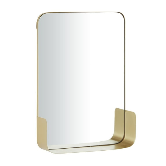 CosmoLiving by Cosmopolitan 16" x 22" Gold Small Curved Rectangular 1 Shelf Wall Mirror