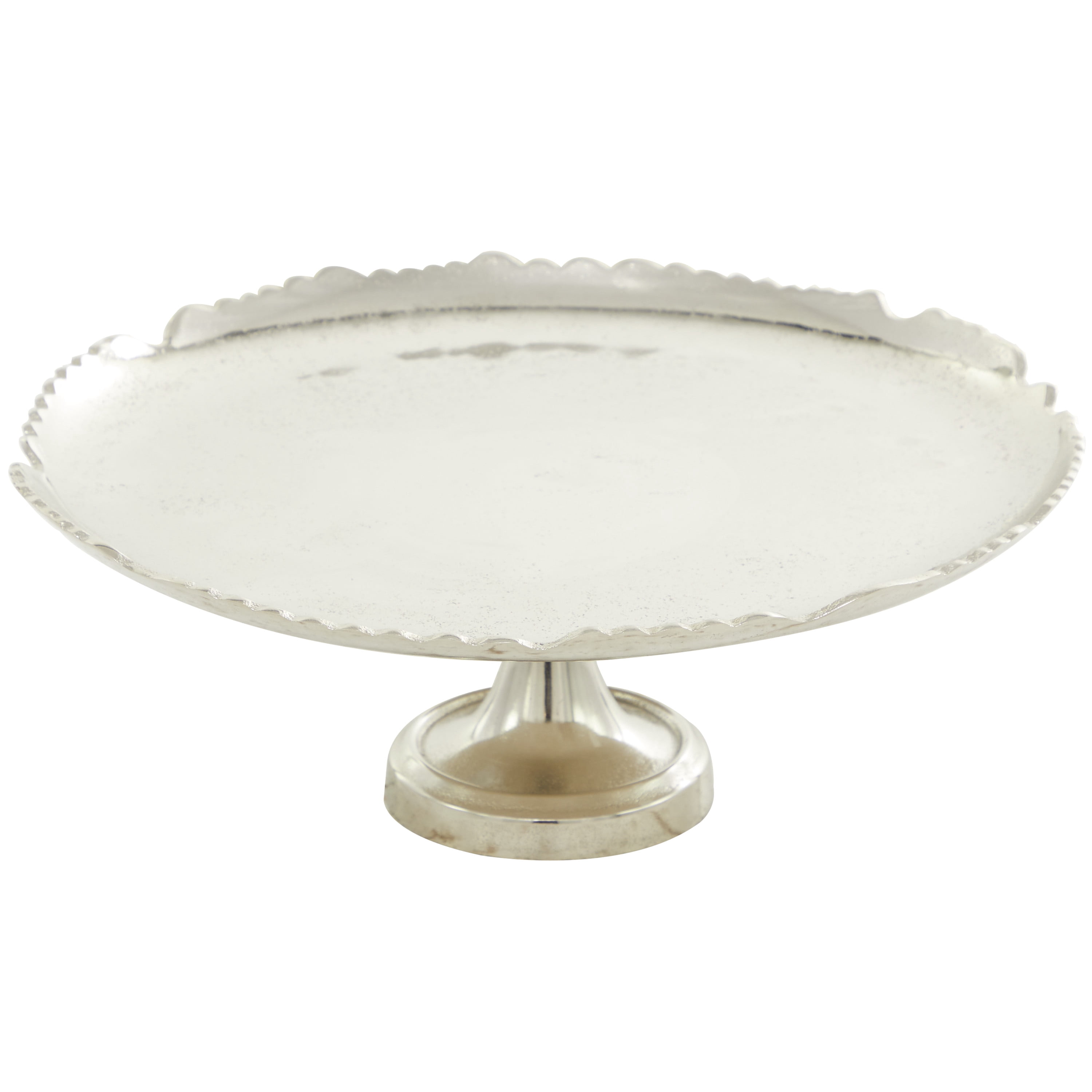 CosmoLiving by Cosmopolitan 16" x 6" Silver Aluminum Decorative Stand with Pedestal Base, 1-Piece