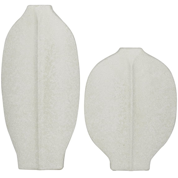 CosmoLiving by Cosmopolitan 18", 13"H Abstract Textured White Ceramic Vase, Set of 2