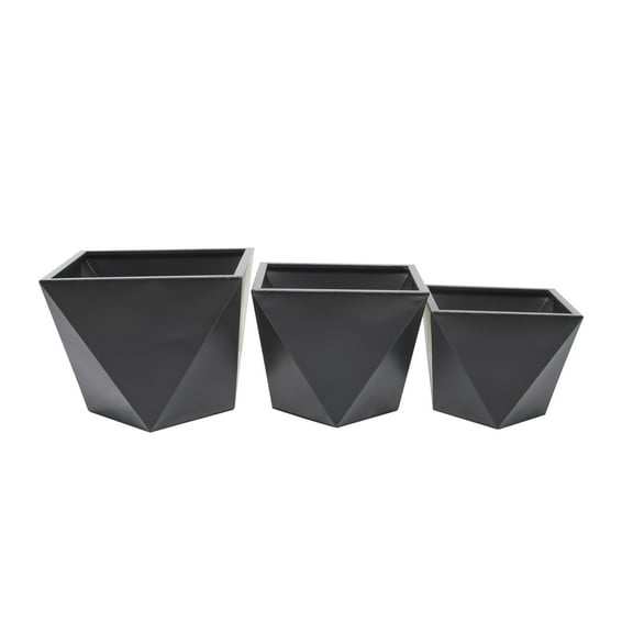 CosmoLiving by Cosmopolitan 19", 16", 14"W Indoor Outdoor Black Metal Planter (3 Count)