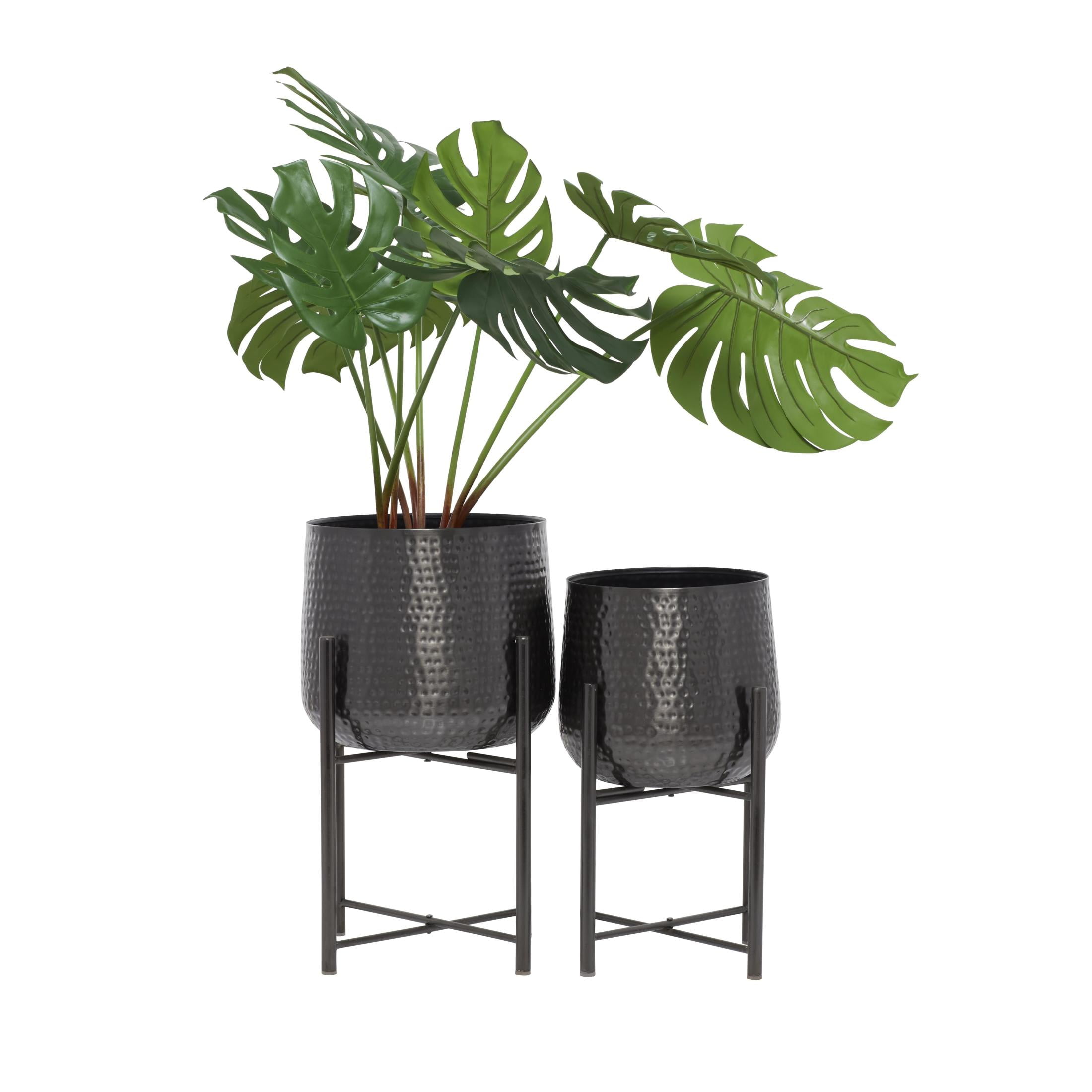 CosmoLiving by Cosmopolitan 19", 17"H Black Metal Planter with Removable Stand (2 Count)
