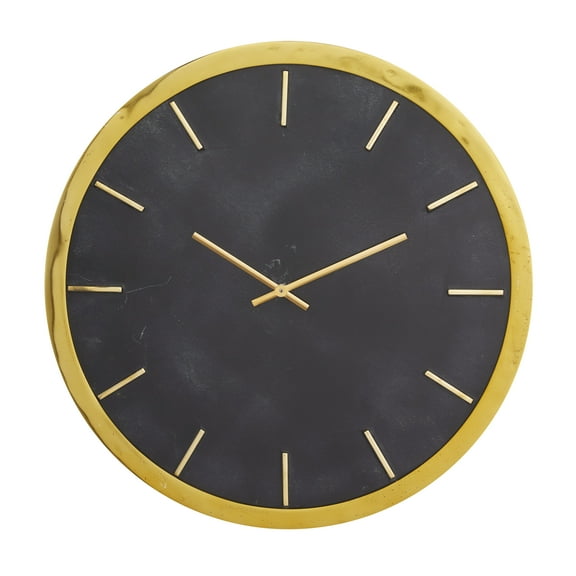 CosmoLiving by Cosmopolitan 19" Black Marble Round Wall Clock with Black Face