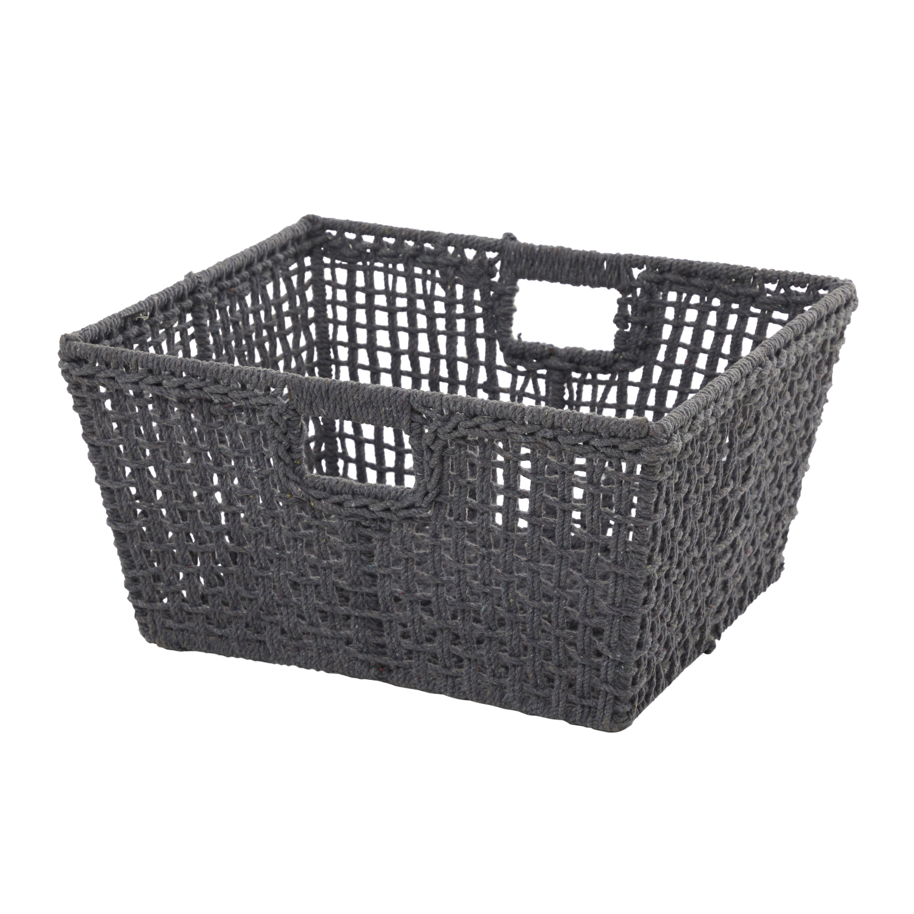 CosmoLiving by Cosmopolitan 19" x 10" Gray Cotton Handmade Storage Basket with Handles, 1-Piece