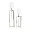 thumbnail image 1 of CosmoLiving by Cosmopolitan 2 Candle Silver Aluminum Metal Geometric Pillar Candle Holder, Set of 2, 1 of 8