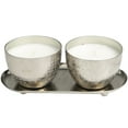 thumbnail image 1 of CosmoLiving by Cosmopolitan 2 Holder Silver Metal Campfire Scented Grid Patterned 10 oz 1 Wick Candle with White Wax, (Set of 2), 1 of 8