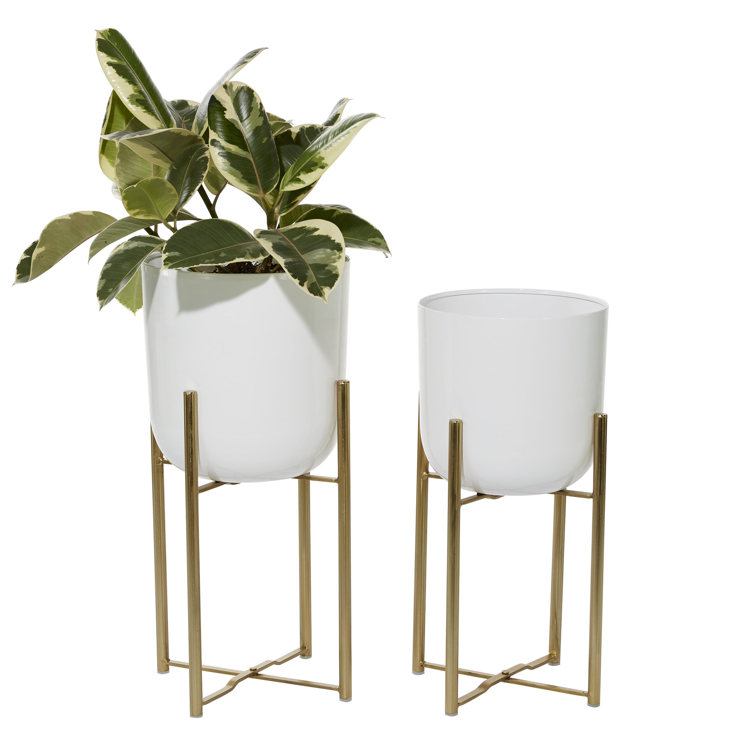 CosmoLiving by Cosmopolitan 2-Pack 16-in W x 17-in H White with Wooden Legs  Ceramic Contemporary/Modern Indoor/Outdoor Planter in the Pots & Planters  department at