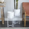 thumbnail image 1 of CosmoLiving by Cosmopolitan 20", 22"H Metal Modern Planter, White, 2-Piece, 1 of 6