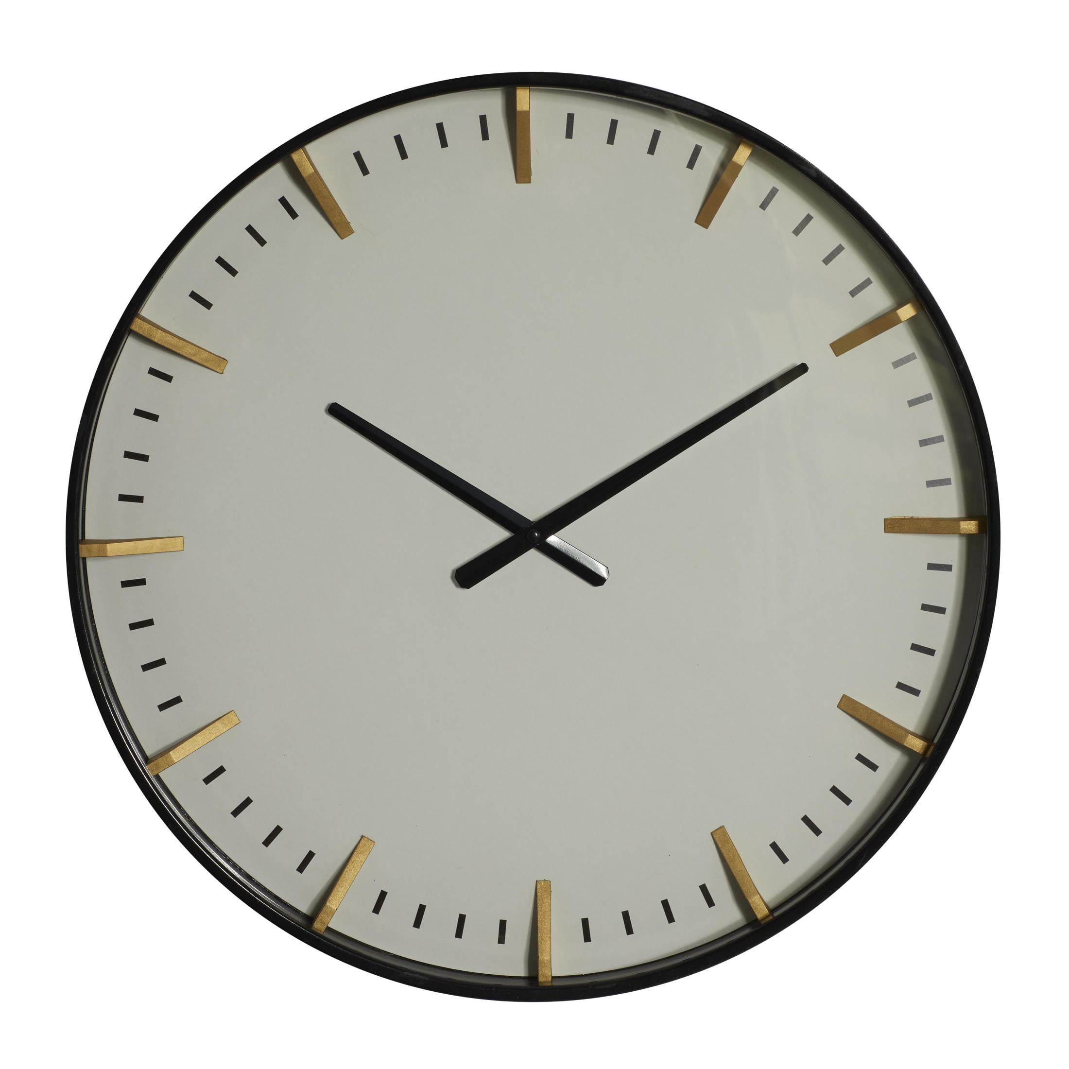 CosmoLiving by Cosmopolitan 20" Black Glass Numberless Wall Clock with Gold Accents