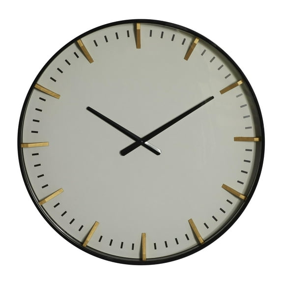 CosmoLiving by Cosmopolitan 20" Black Glass Numberless Wall Clock with Gold Accents