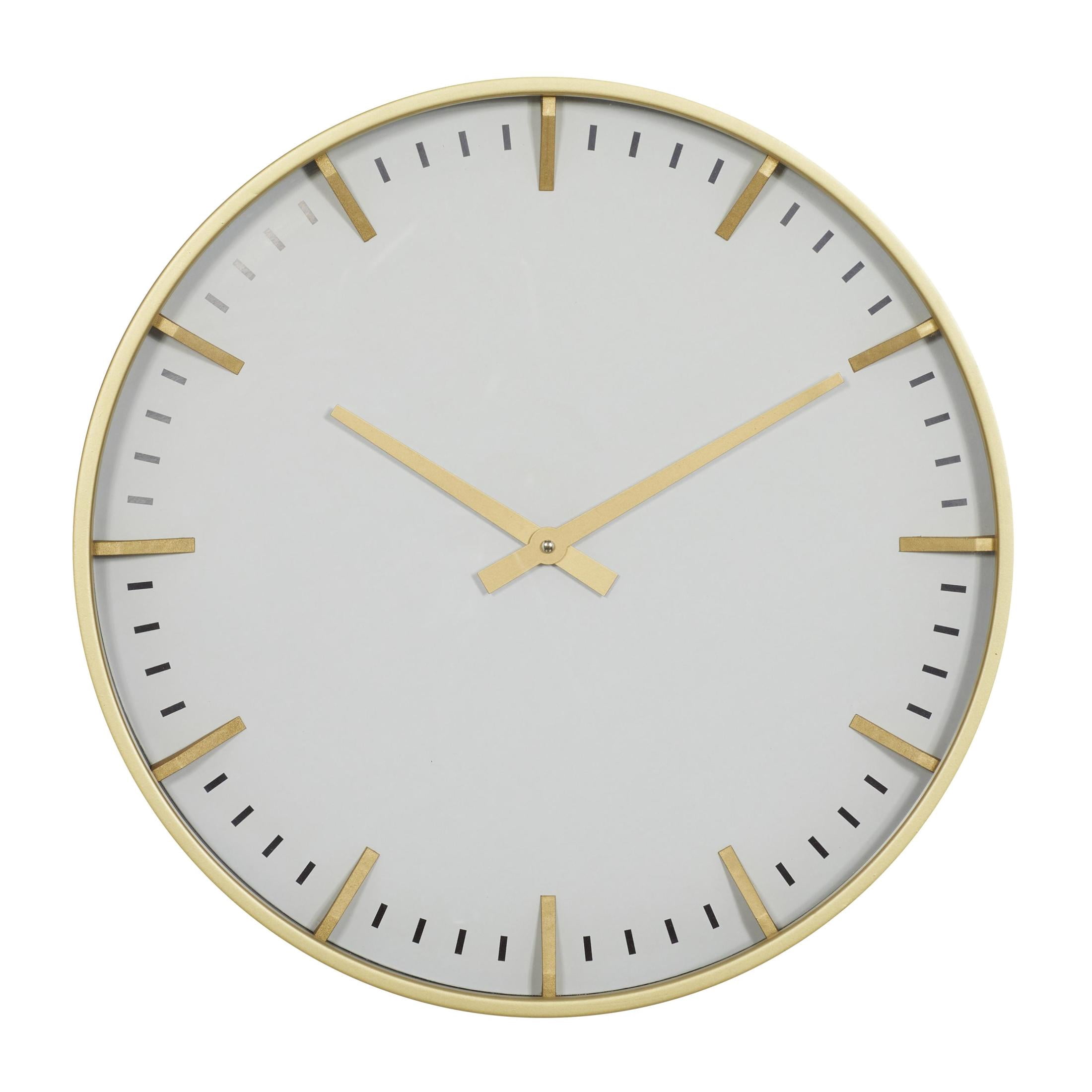 CosmoLiving by Cosmopolitan 20" Gold Glass Wall Clock with White Face