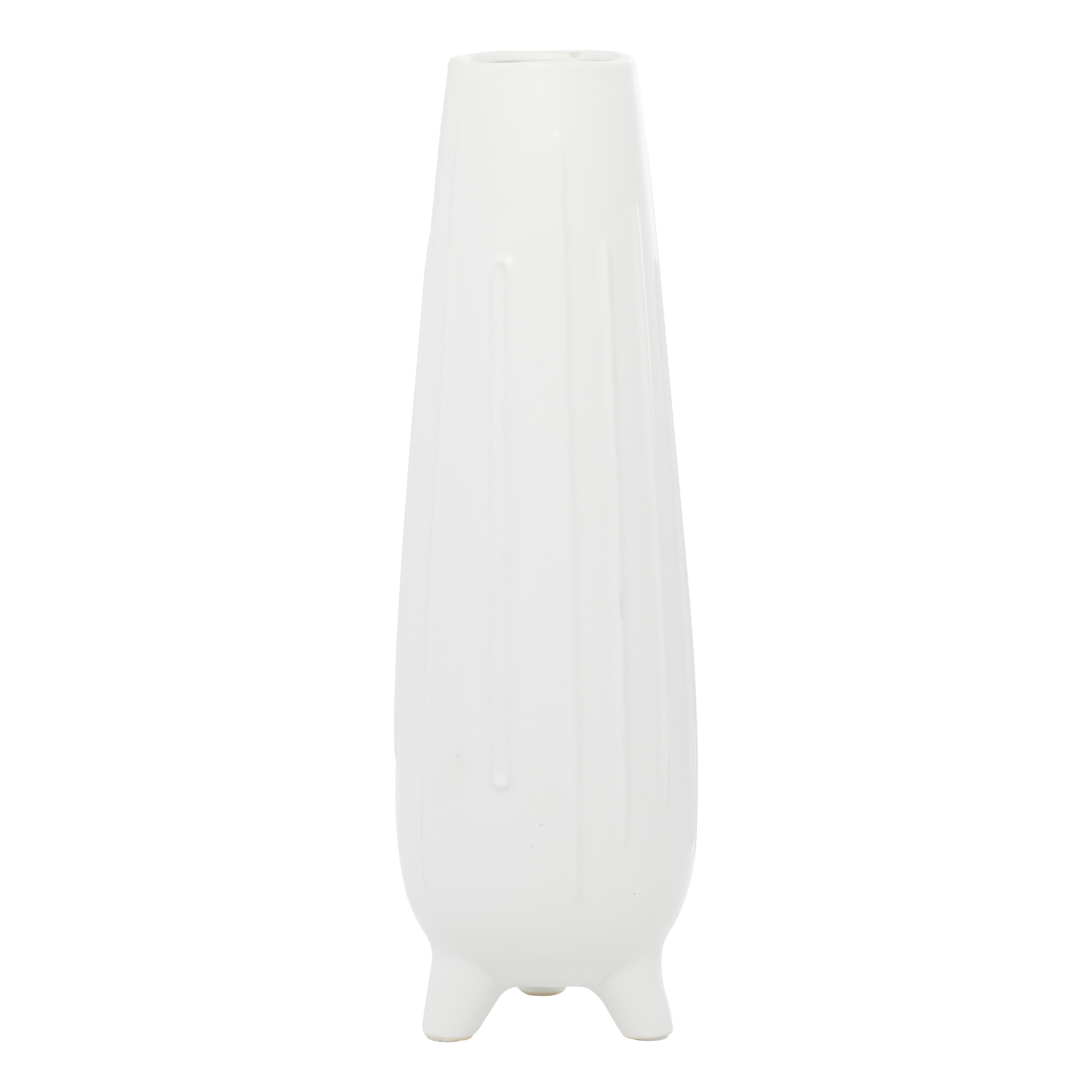Elevated Geometric White Ceramic Round Vase 20"