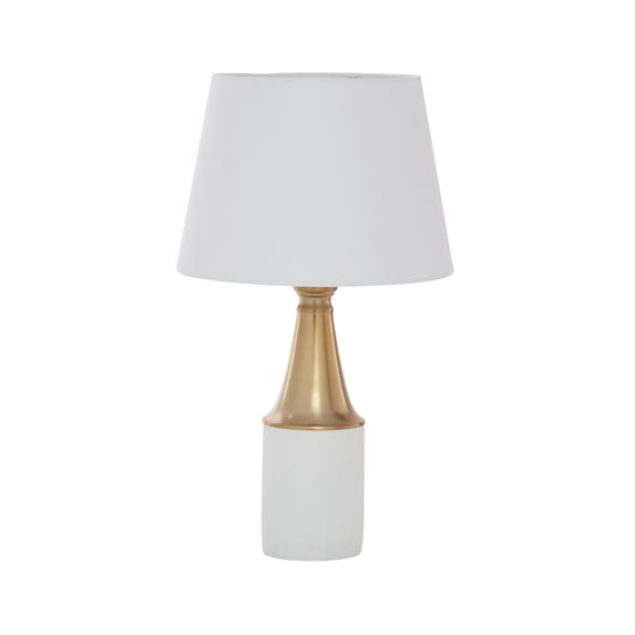 CosmoLiving by Cosmopolitan 21" White Table Lamp with White Linen Shade
