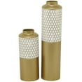 thumbnail image 1 of CosmoLiving by Cosmopolitan 22", 14"H Honeycomb Gold Metal Vase, Set of 2, 1 of 7