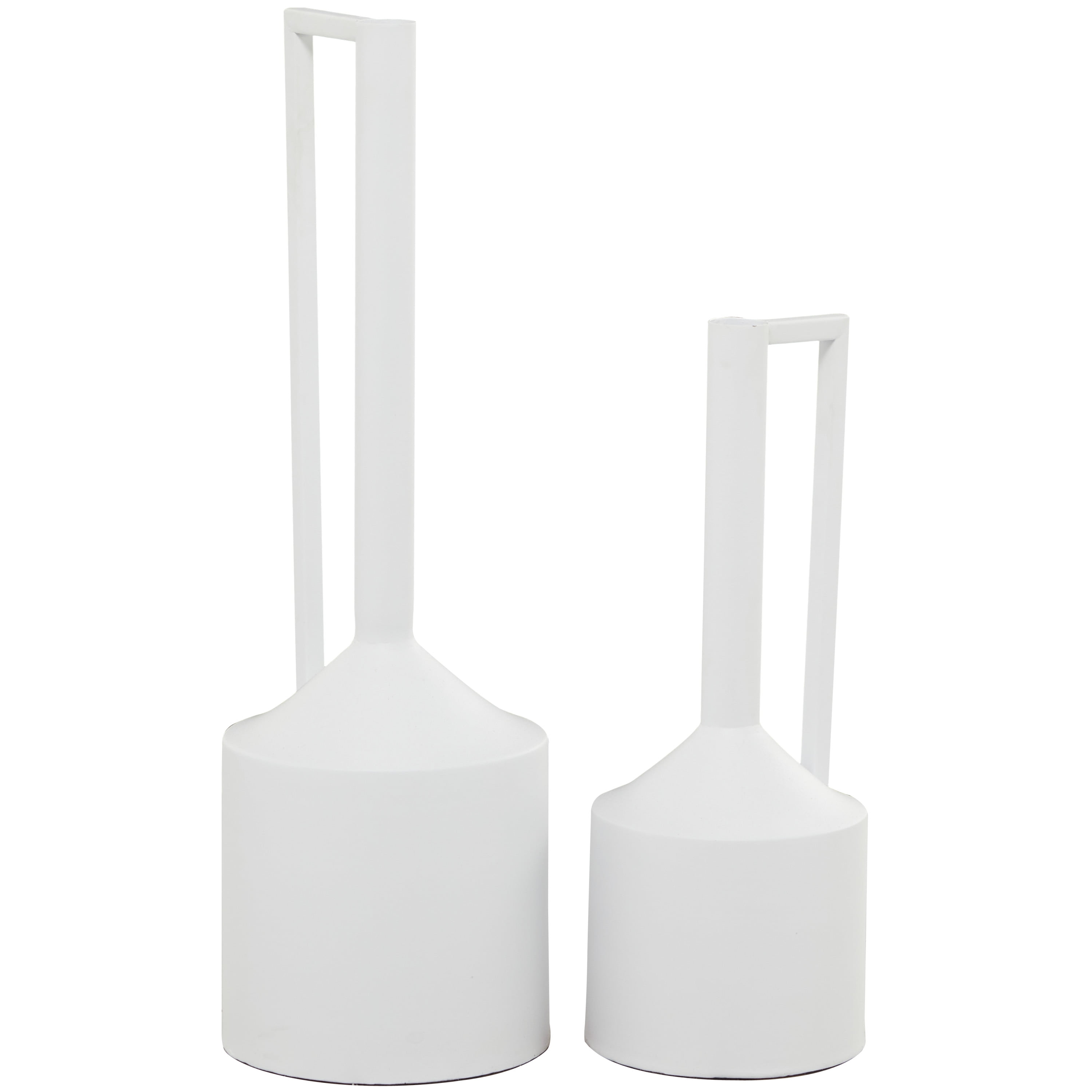 CosmoLiving by Cosmopolitan 22", 16"H White Metal Vase with Handles, Set of 2
