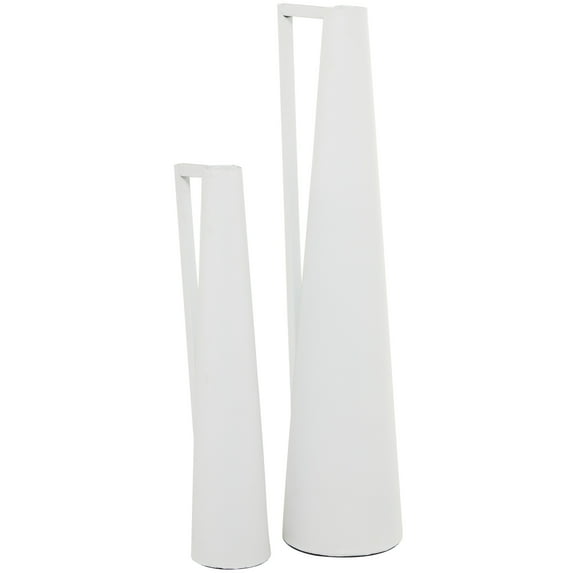 CosmoLiving by Cosmopolitan 22", 17"H Slim White Metal Vase with Handles, Set of 2