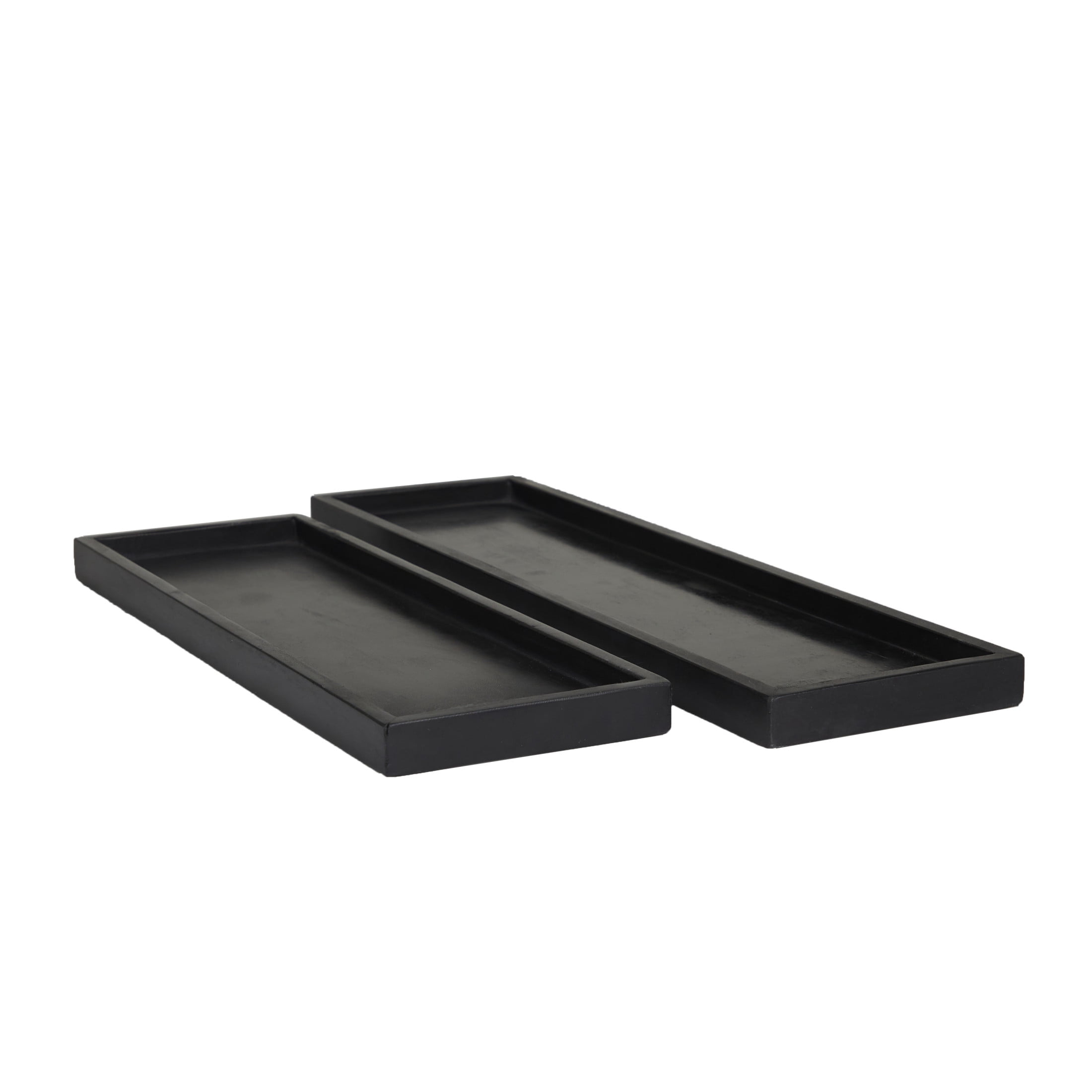 CosmoLiving by Cosmopolitan 22", 18"W Black Marble  Tray with Raised Border, 2-Pieces
