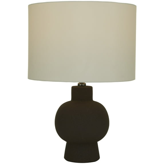 CosmoLiving by Cosmopolitan 22" Gourd Style Base Black Table Lamp with White Linen Shade