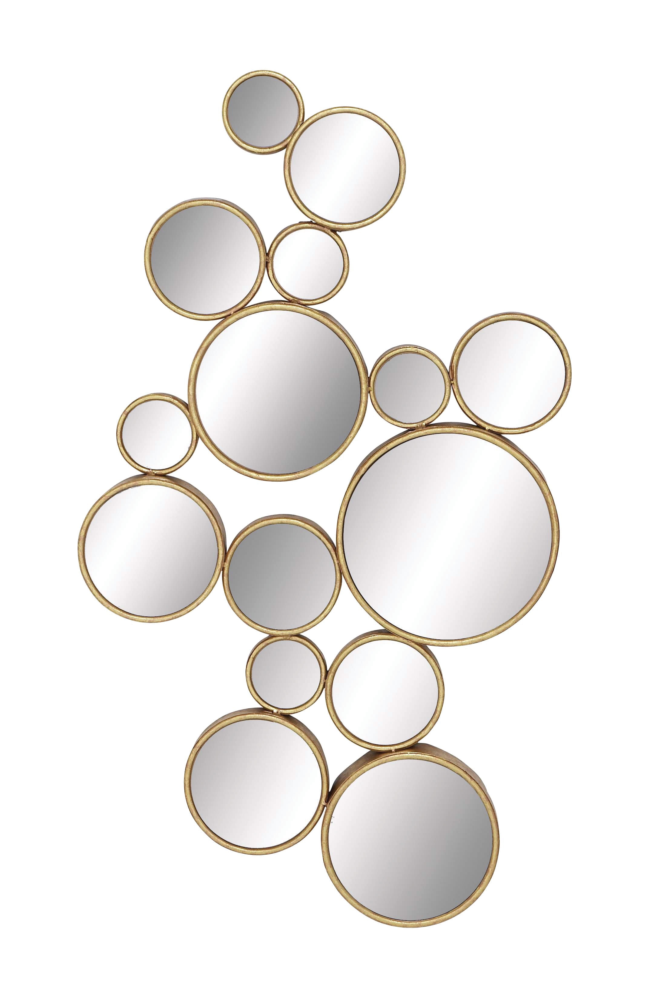 Gold Round Cluster Framed Wall Mirror, 40" x 22"