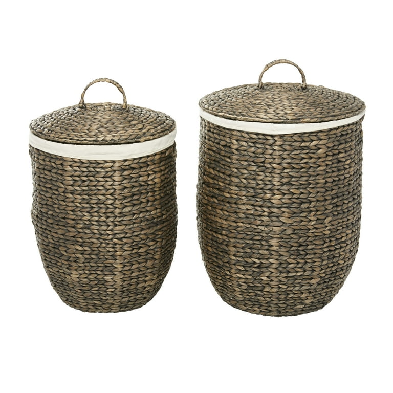 Whitewashed Seagrass Laundry Basket – with Liner