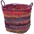 thumbnail image 1 of CosmoLiving by Cosmopolitan 23" x 18" Multi Colored Cotton Fabric Handmade Storage Basket with Handles, 1-Piece, 1 of 10