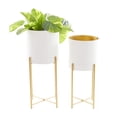 thumbnail image 1 of CosmoLiving by Cosmopolitan 24", 21"H White Metal Planter with Removable Stand (2 Count), 1 of 9