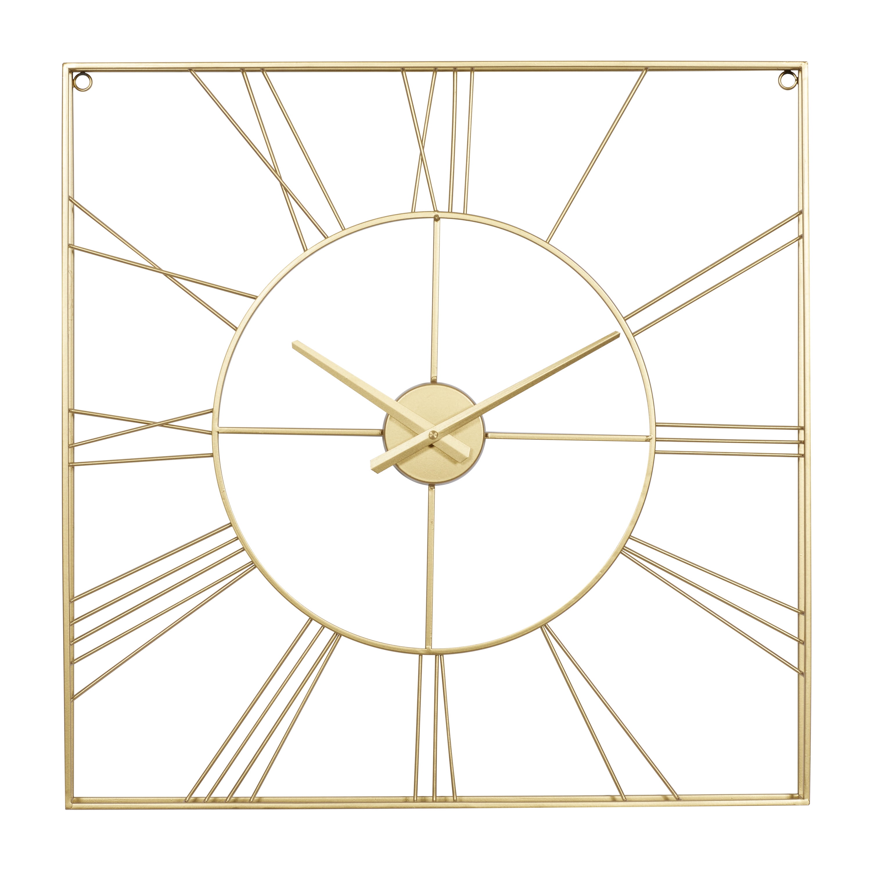 24" Gold Metal Open Frame Square Wall Clock