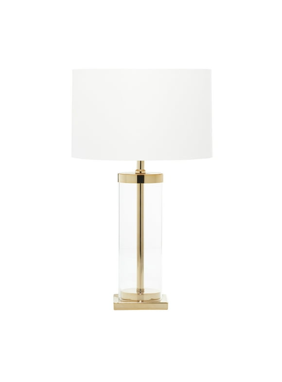 CosmoLiving by Cosmopolitan 24" Gold Table Lamp with White Linen Shade