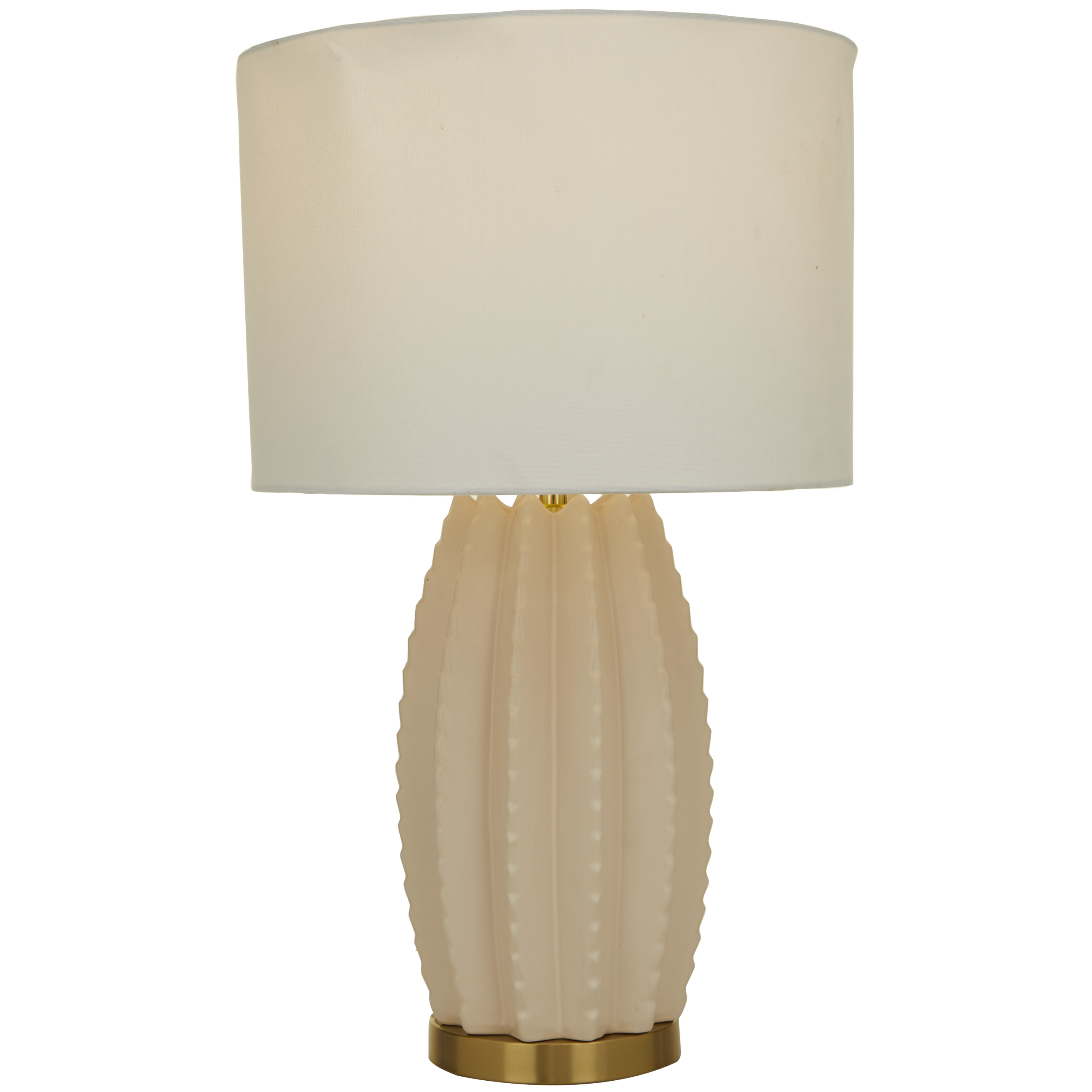 CosmoLiving by Cosmopolitan 24" Gourd Style Base Cream Table Lamp with Cream Linen Shade