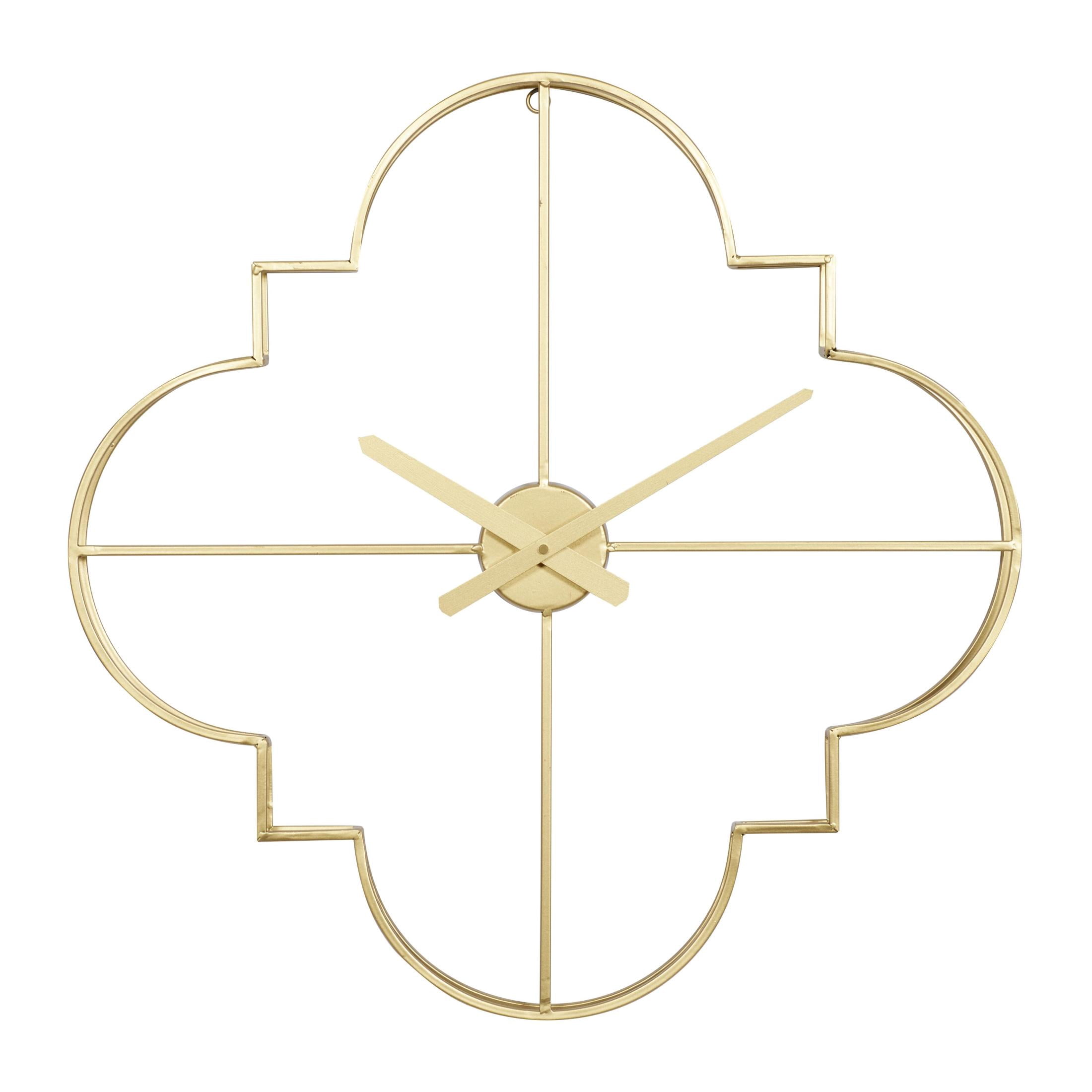 CosmoLiving by Cosmopolitan 24" x 24" Gold Metal Open Frame Quatrefoil Wall Clock